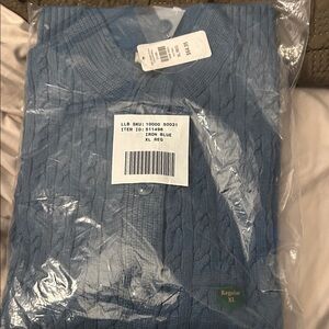 L.L. Bean Women's Blue Cable Knit Cardigan